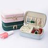 Velvet Portable Jewelry Box Zipper Closure Necklace Storage Case  Rings Storage Case