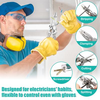 Multifunctional Foldable Wire Stripper Crimper Cable Cutter Pliers Electrician DIY Cable Cutting Wiring Pulling Stripping Tools