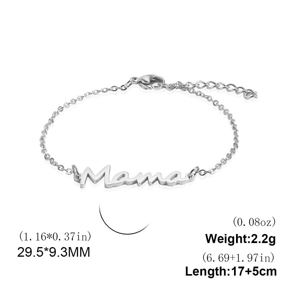 

Teamer Letter Mama Pendant Bracelet Stainless Steel Fashion Snake Chain Romantic Lover Mum Jewelry Valentine s Mother s Day Gift