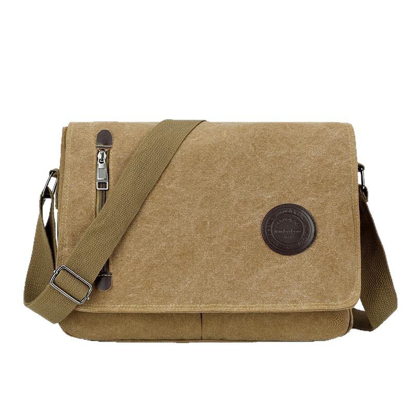 Q Men's Large Capacity Canvas Shoulder Bag - Business Casual Crossbody Briefcase