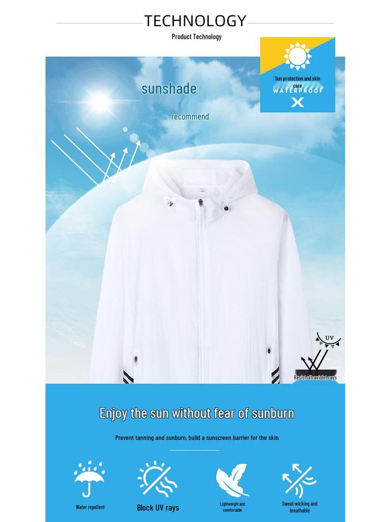 Men's Lightweight Breathable Sun Protection Jacket - Summer Loose Fit, Cool, Pure Color, Plus Size