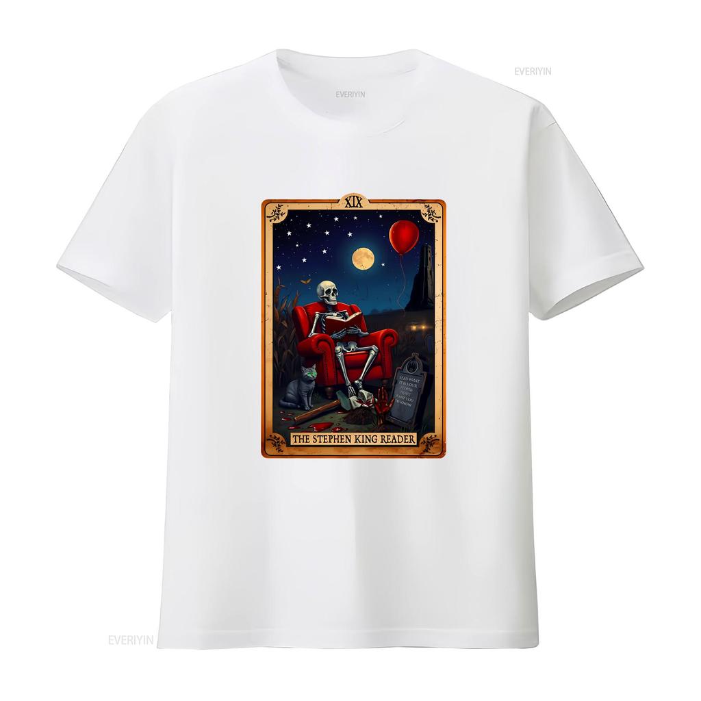 The Reader Stephen King Inspired Tarot Card T Shirt Perfect for Lover Vintage Style Horror Vintage Washed Stretched Comfortable
