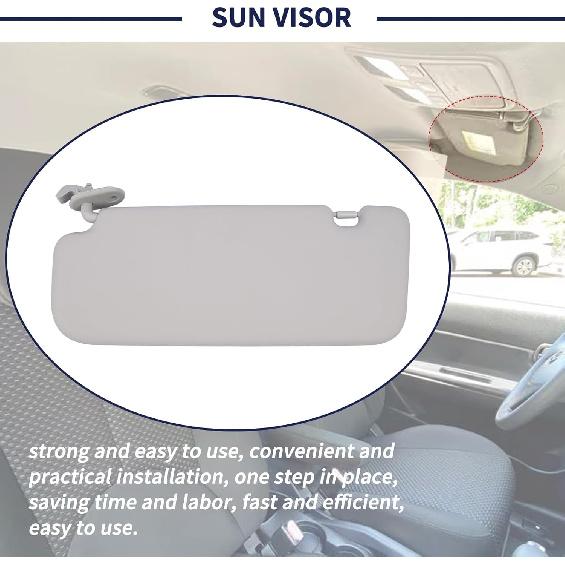 Driver Side Sun Visor Fit For Hyundai Accent 1E 2011 2012 2013 2014 2015 Replace 85210-1R000 Front Left | Sun Protection Shade | Gray