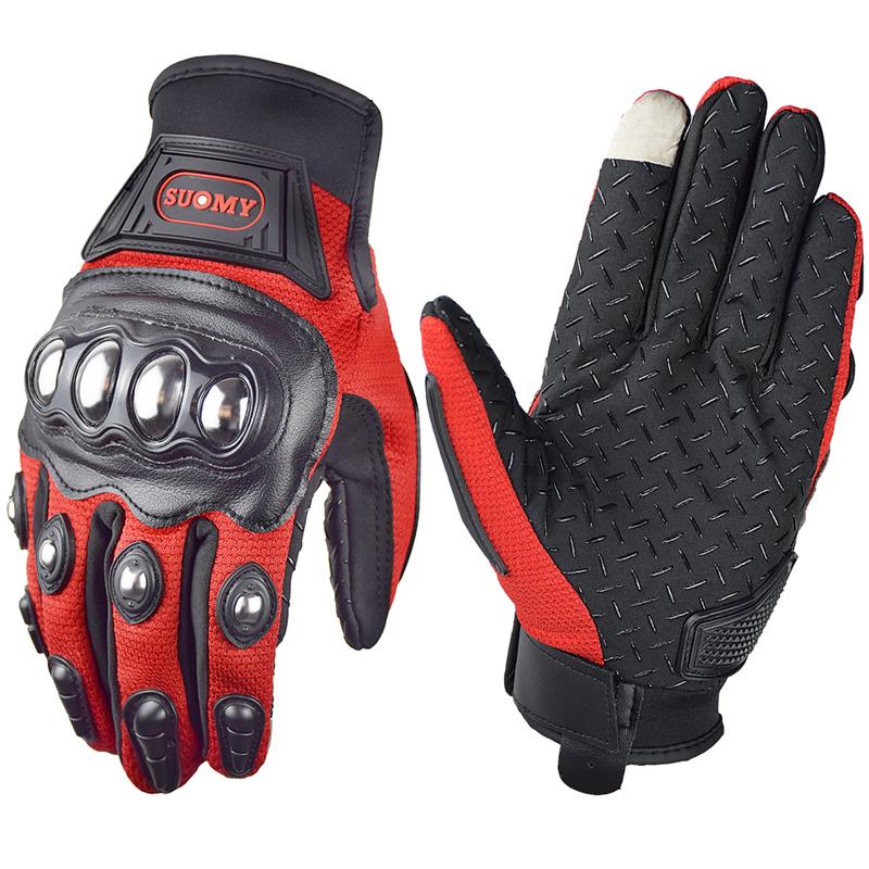 SUOMY Gloves Full Finger Breathable Summer Gloves Drop-proof Wear-resistant Motorcycle Gloves Stainless Metal Protective Shell