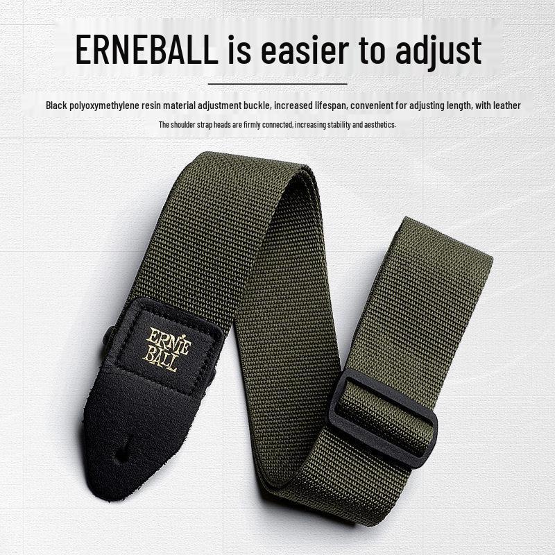 Ernie Ball Unisex Bakelite Guitar/Bass Strap - Extended Nylon Crossbody Shoulder Strap