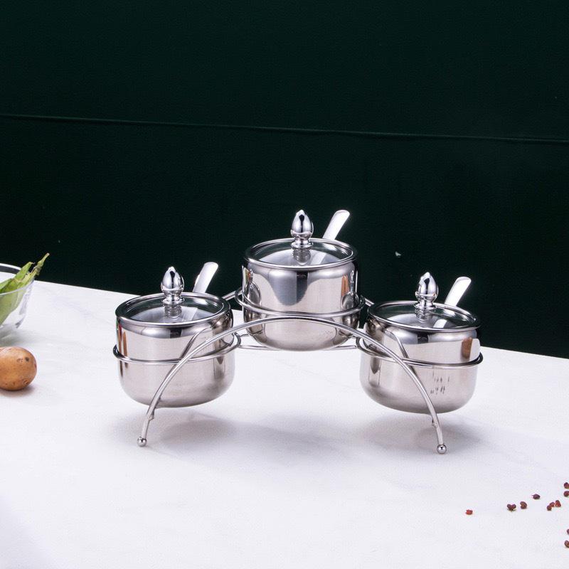 Stainless Steel 304 Korean Style Seasoning Jar Set for Home, Cafeteria, or Hotel Use