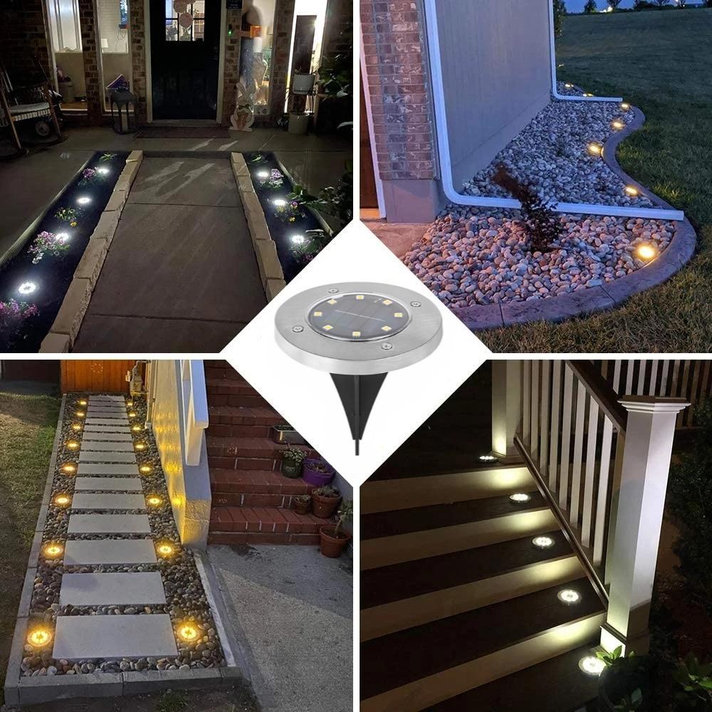 Solar Powered LED Underground Lights Outdoor Waterproof Circular Embedded Garden Lawn Lights Courtyard Lighting Street Lights