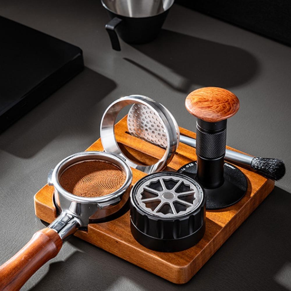 Universal Fit Coffee Tamping Station Walnut Wood Coffee Tool Organizer Coffee Brewing Station