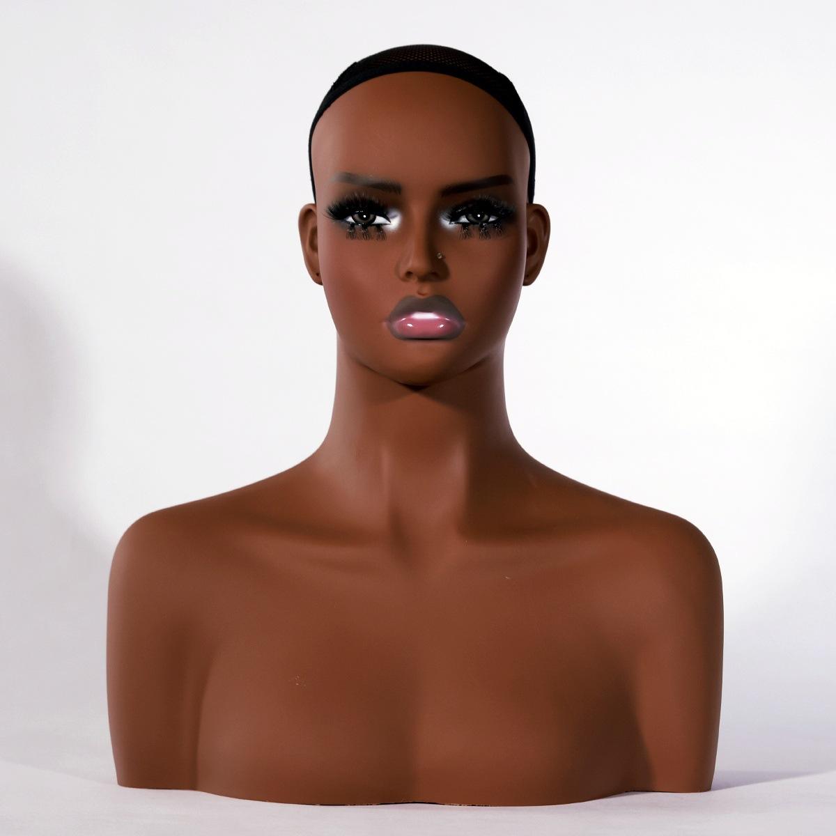 Fashion Realistic Hair Mannequin Hat Jewelry Display Props Women Mannequin Head With Shoulder for Wig