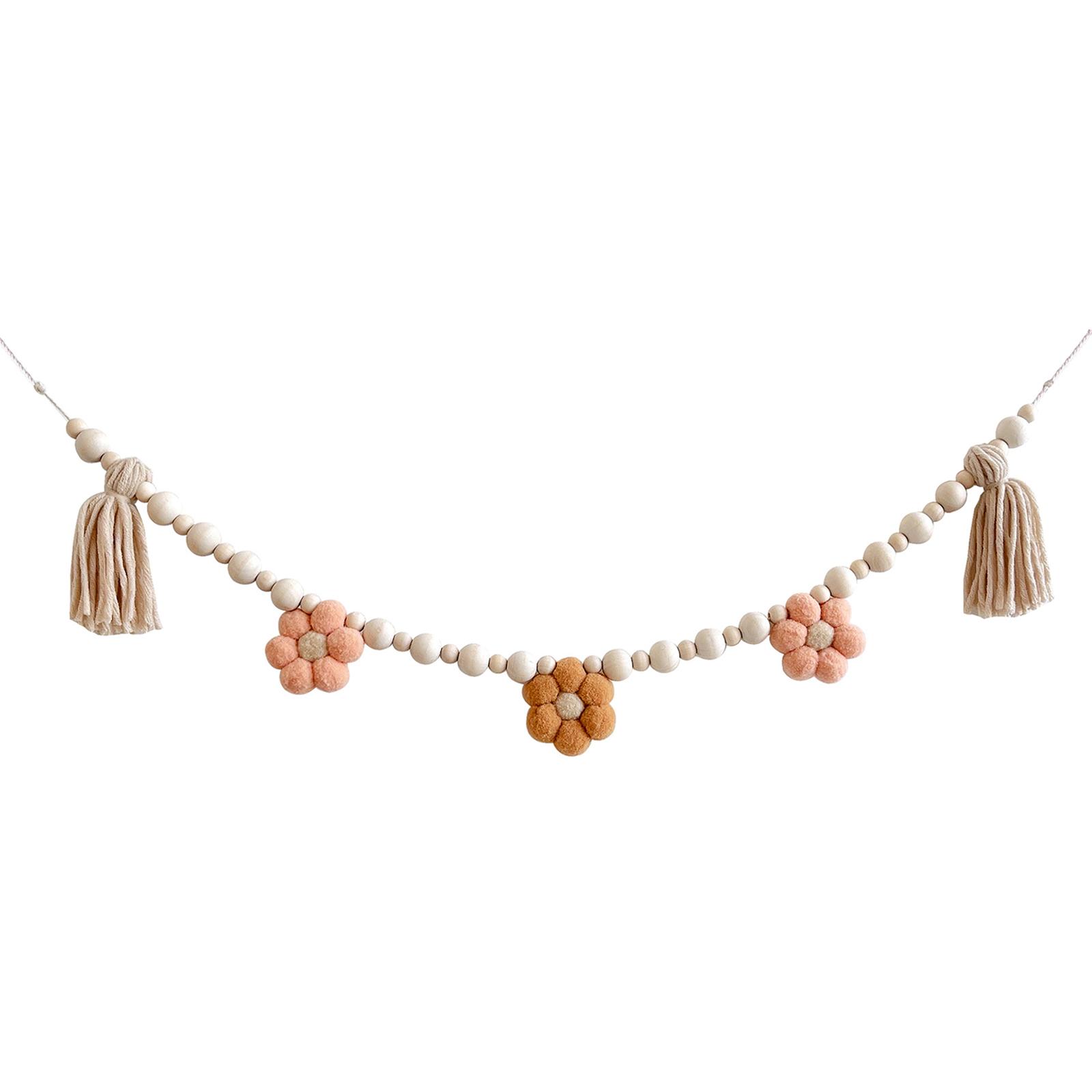 

Happy Birthday Banner Handmade Tassels Pendant Wall Decor Flower Shape Beaded Flag Baby Shower Party Decoration Supplies 2