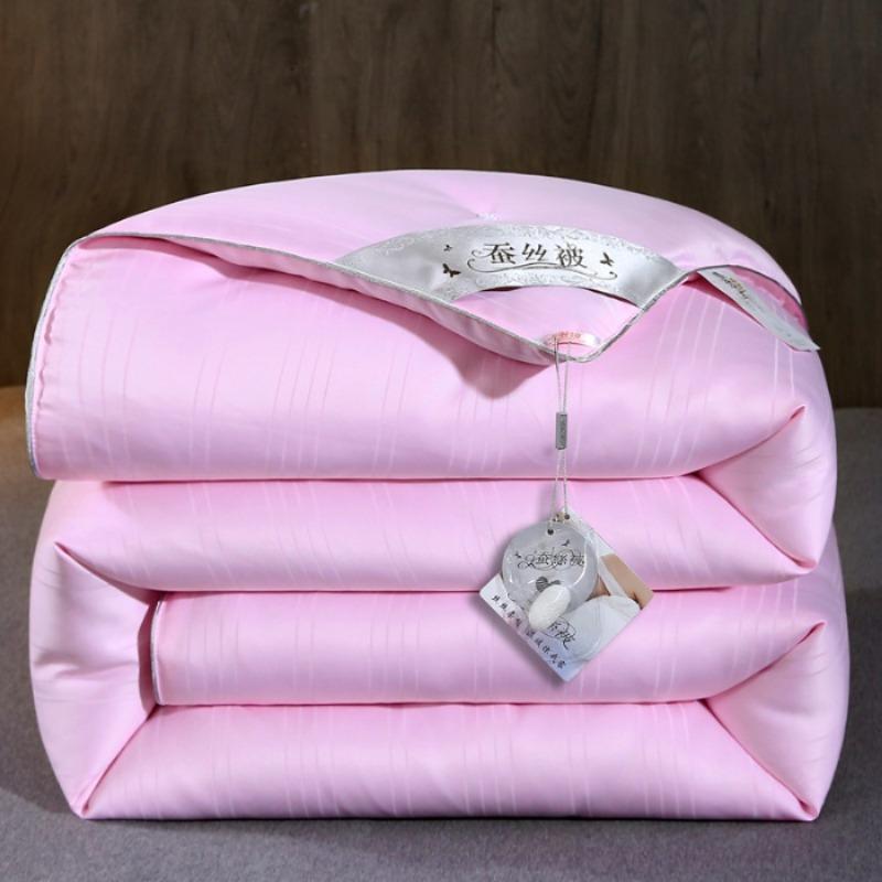 

Autumn and winter new solid color jacquard silk quilt warm and comfortable four-season universal quilt thickened 150x200cm 3kg рожевий