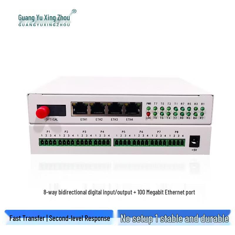 GY-8KES 8-Channel Bidirectional Switch & 100M Ethernet Fiber Optic Transceiver