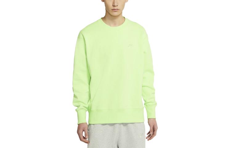 Nike Sweatshirts Men s Lime Cyan Crew Neck Moderate Regular DA0022-399 L