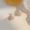 Modern Starfish Earrings Stud For Women Imitation Pearls Zircon Alloy Jewelry Lightweight Ocean Theme Ear Accessories