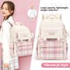 Fashion Plaid Kids Backpack Primary Students School Bags Girls Cute Backpack Large Capacity Book Bag Oxford Waterproof Rucksack