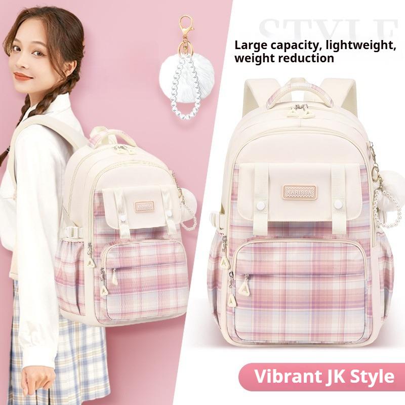 Fashion Plaid Kids Backpack Primary Students School Bags Girls Cute Backpack Large Capacity Book Bag Oxford Waterproof Rucksack