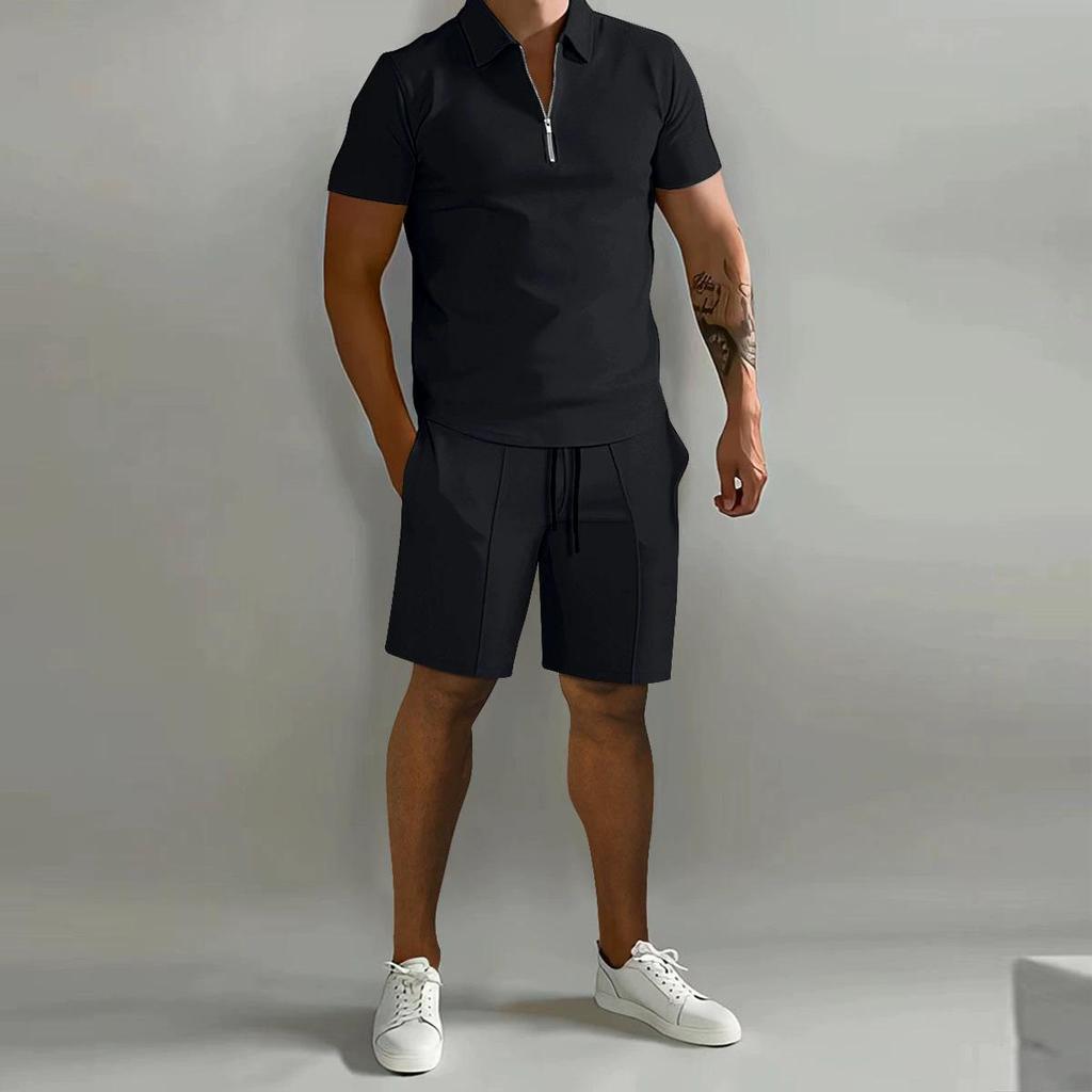 Summer Men's Casual Polo Shirt & Shorts Sports Set