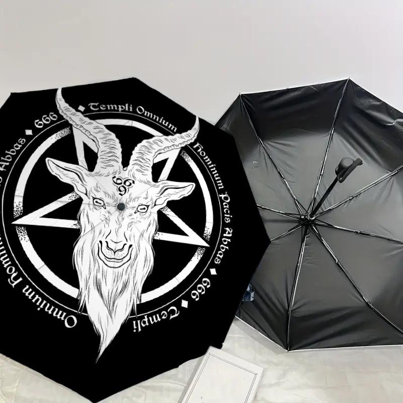 1pc Baphomet Symbol Occult Artwork Umbrella with Plastic Handle,Suitable for All Seasons Home Travel Outdoor UmbrellaDD1281