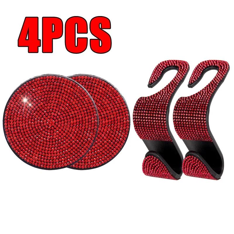 Universal Car Seat Back Hook Pad Hanger Rhinestone Inlaid Water Cup Pad Mount Storage Holder Car Interior Decor Auto Accessorie
