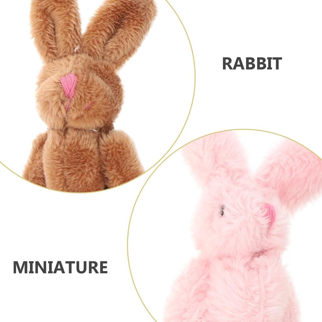 Lurrose 20-Piece Set Mini Plush Rabbits, 3.35-Inch Small Jointed Bunny Dolls with Keychains, Kids Toys, Easter, Birthday, and Decoration