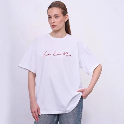 LOVE Aufdruck Sommer T-Shirt: Damen Mode, Europäisch und Amerikanisch, Kurzärmlig, Locker geschnittenes Oberteil.