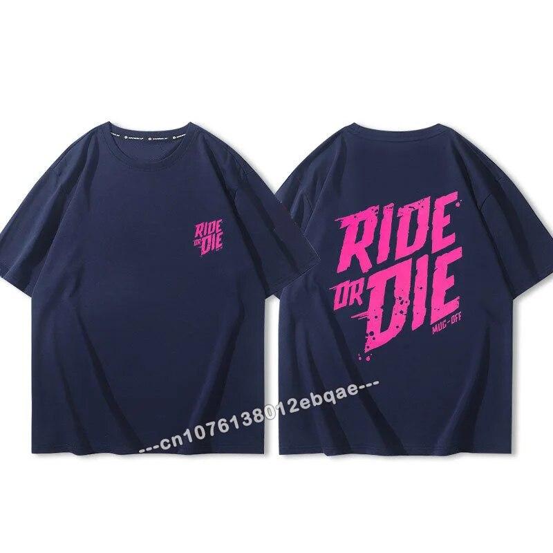Ride Or Die Letter Print Bavlněné tričko Móda Značka Krátký rukáv Topy Unisex Ženy Léto 2023 Nová cool trička Volné Unisex oblečení