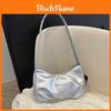 Silver Woman Shoulder Bag With Wrinkled Pu Material For Daily Casual Use