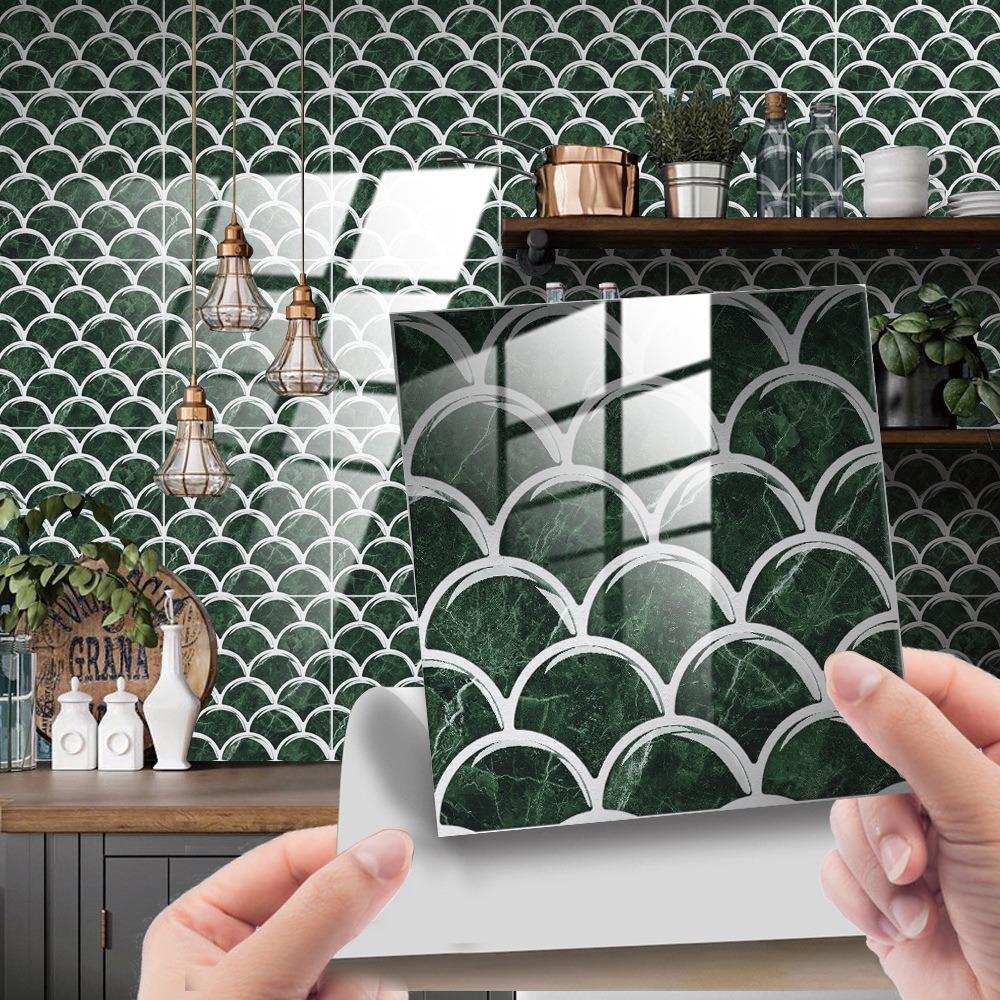 

10PCS 15*15cm Tile Stickers PVC Marble Grain 3D Wall Sticker Waterproof Colorful Tile Wall Sticker
