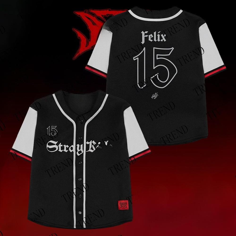 

KPOP DOMINATE Tour Мерч ФЕЛИКС БАНГЧАН ЧАНБИН ХЁНДЖИН СЭНГМИН ЛИ Ноу В том же стиле Бейсбольная рубашка Футболки с коротким рукавом XXS