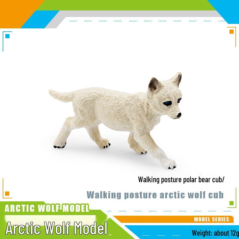 Arctic Wolf & Cub Model - Children s Educational Wildlife Desktop Decor