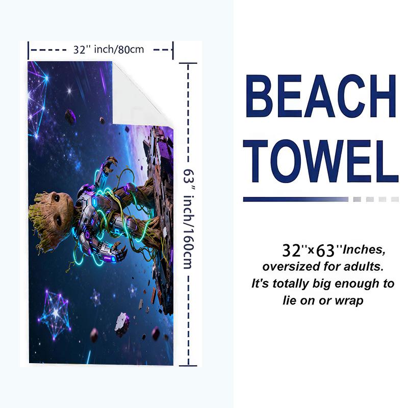 Groot Print Beach Towel, Large Soft Quick Dry Towel for Beach Camping Swimming