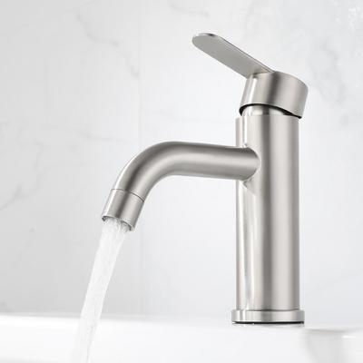 Bateria umywalkowa do łazienki, bateria umywalkowa nablatowa, bateria z mieszaczem do ciepłej i zimnej wody, matowa, czarna, srebrna, bateria umywalkowa Crane ze stali nierdzewnej