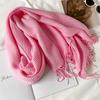 Solid Color Scarf Imitation Cashmere Scarf Winter Thickened Warm Multi-Color Scarf Women'S Long Fringed Shawl