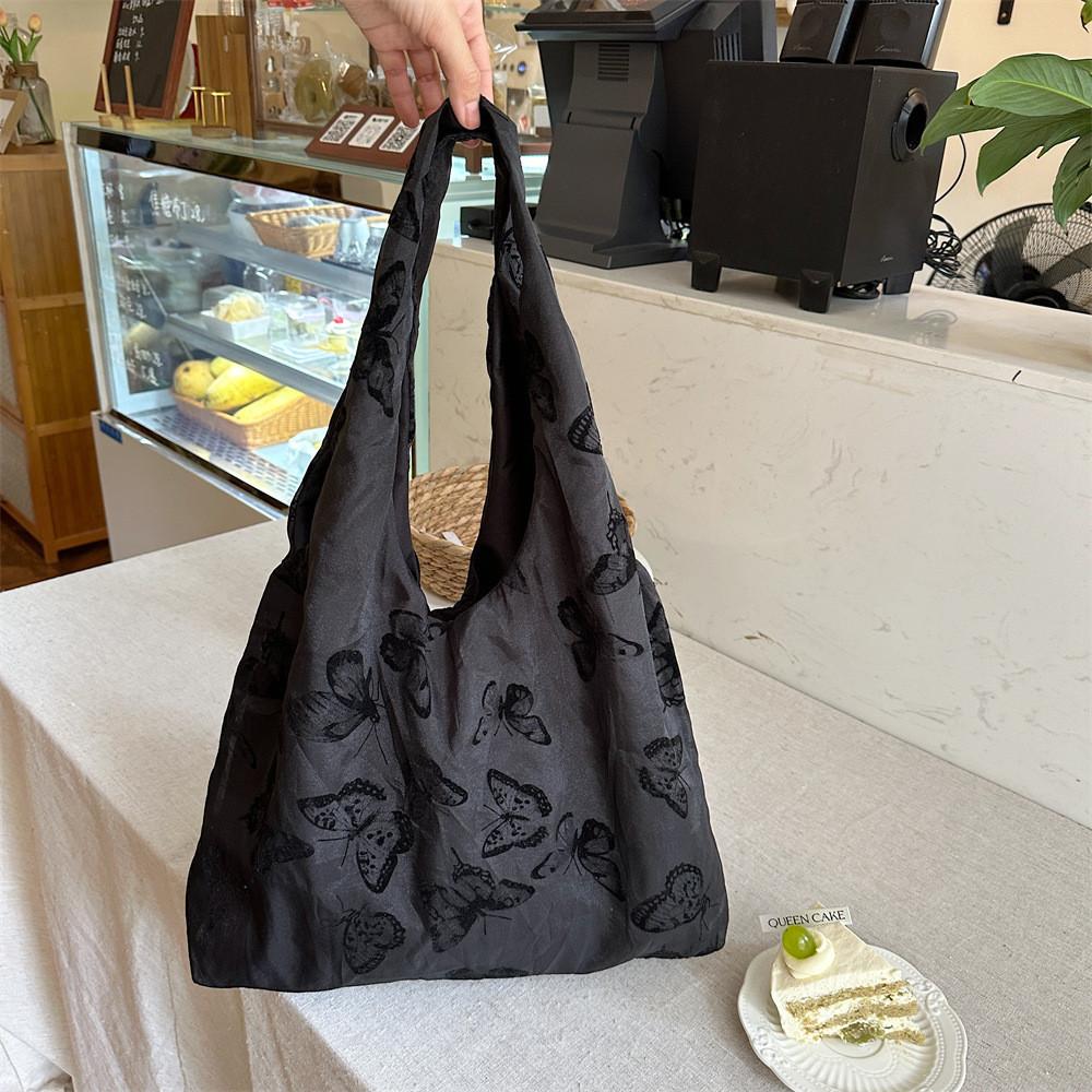 Trendy Lace Butterfly Canvas Tote Bag For Women With Large Capacity For Daily Use