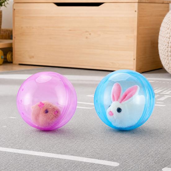 Electric Automatic Rolling Hamster Ball, Rolling Ball Toy with Plush Rabbit Inside, Simulation Animal Interactive Ball Toy, Gift for Toddlers