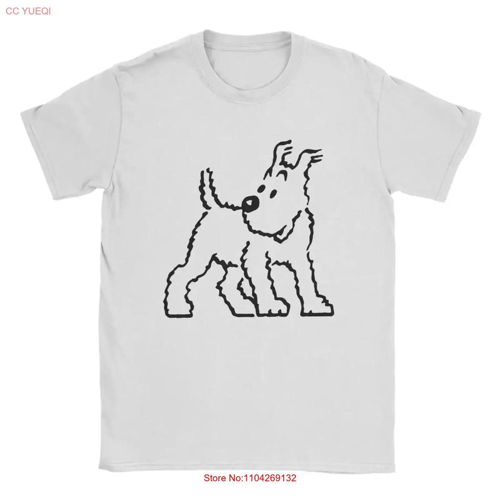 Snowy Dog Captain Haddock T Shirt Unisex Cartoon Vintage Pure Cotton Vintage Homme Stylish Graphic Soft Slightly Fashion