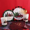 Plaid Print Christmas Disposable Tableware Set Serves 24 Disposable Paper Tableware  New Year