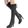 Ximitoy 1/6 Female Black Lace PU Leather Boots High Heels for 12" Figure Doll