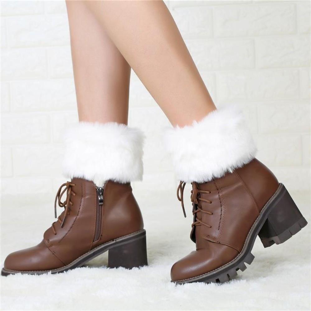Solid Color Short Knee Boots Cover Soft Fluffy Fuzzy Foot Covers Warm Foot Sleeve  Winter