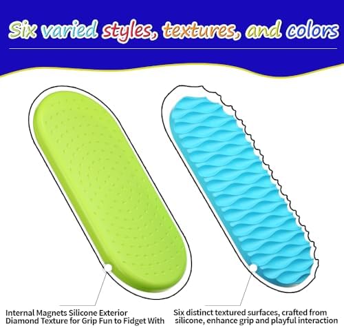 Zestaw 6 magnetycznych zabawek Fidget, Ciche sensoryczne zabawki ślizgowe do łagodzenia stresu, lęku, ADHD, autyzmu, Sensoryczne magnetyczne zabawki ślizgowe dla dzieci i dorosłych