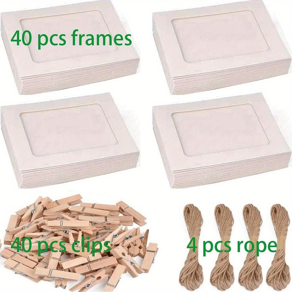 84 Delar Pappersfotoramar, DIY Väggupphängd Bildramsalbum + Rep + Klämma Set, DIY Väggdekor, Perfekt för Familj och Vänner på Födelsedagar!