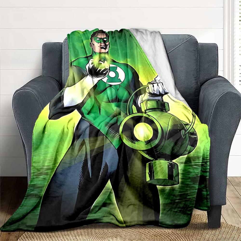 

1pc Green Lantern Ring Blanket Polyester Fiber, All Season Comfort for Sofa, Bed, Office, Car, Camping Ideal Home Decor & Gift, Office Comfort 80x120cm