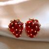 Modischer Stil Erdbeerförmige Ohrstecker Schmuck Party Geschenk