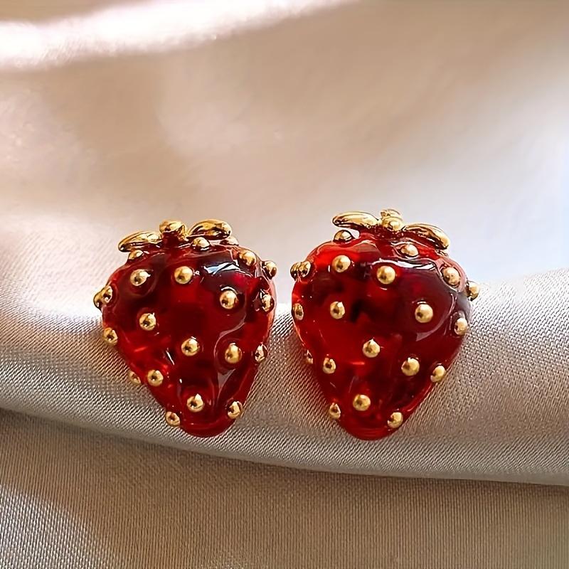 Modischer Stil Erdbeerförmige Ohrstecker Schmuck Party Geschenk