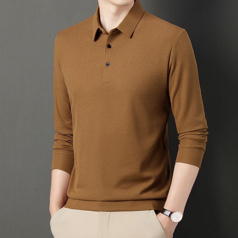 Men’s Waffle Knit Long Sleeve Polo Shirt
