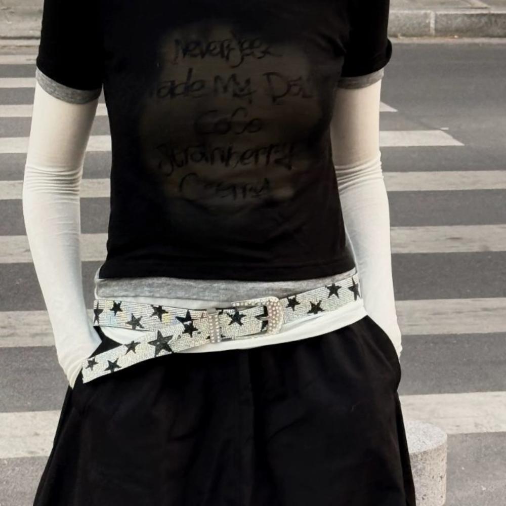 Vintage Five-Pointed Star Belt Y2K Jeans Decor Adjustable Shiny Star Waistband  Dress Decoration