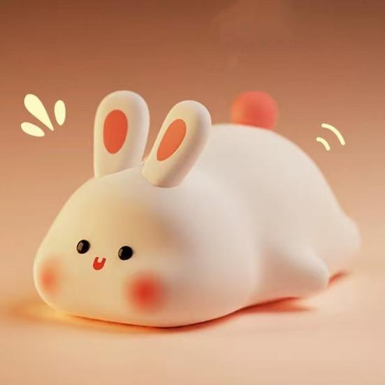 Ztlumitelné noční světlo králíček, noční lampička králíček se senzorem na dotyk, 3 úrovně jasu, dobíjecí stolní lampička králíček pro dětskou a dospělou ložnici