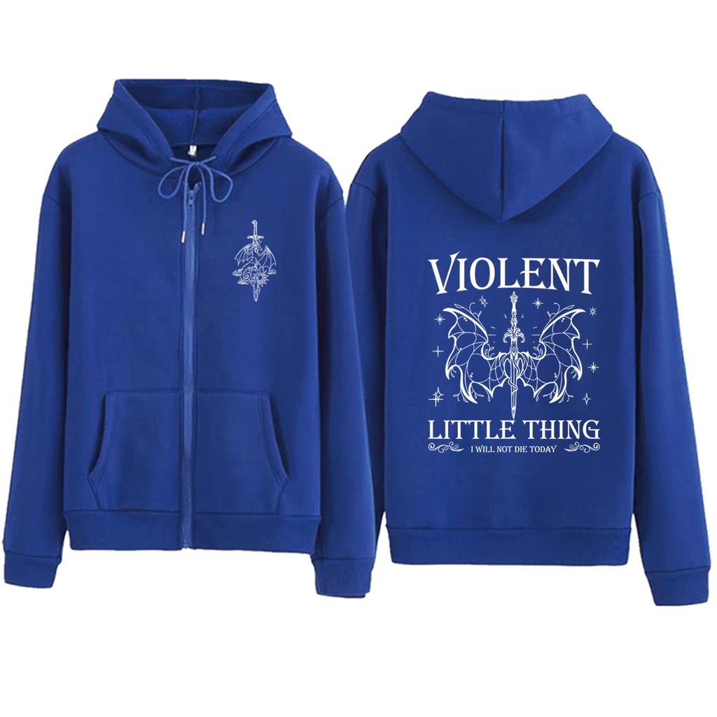 Violent Little Thing Zipper Hoodie Harajuku Pullover Tops Streetwear Fourth Wing Fan Gift V-Neck Sweatshirts Dragon Rider