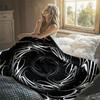 Black White Vortex Flannel Blanket Perfect for Sofa Office Bed Travel Sleep Read Relax Camping Four Season Use