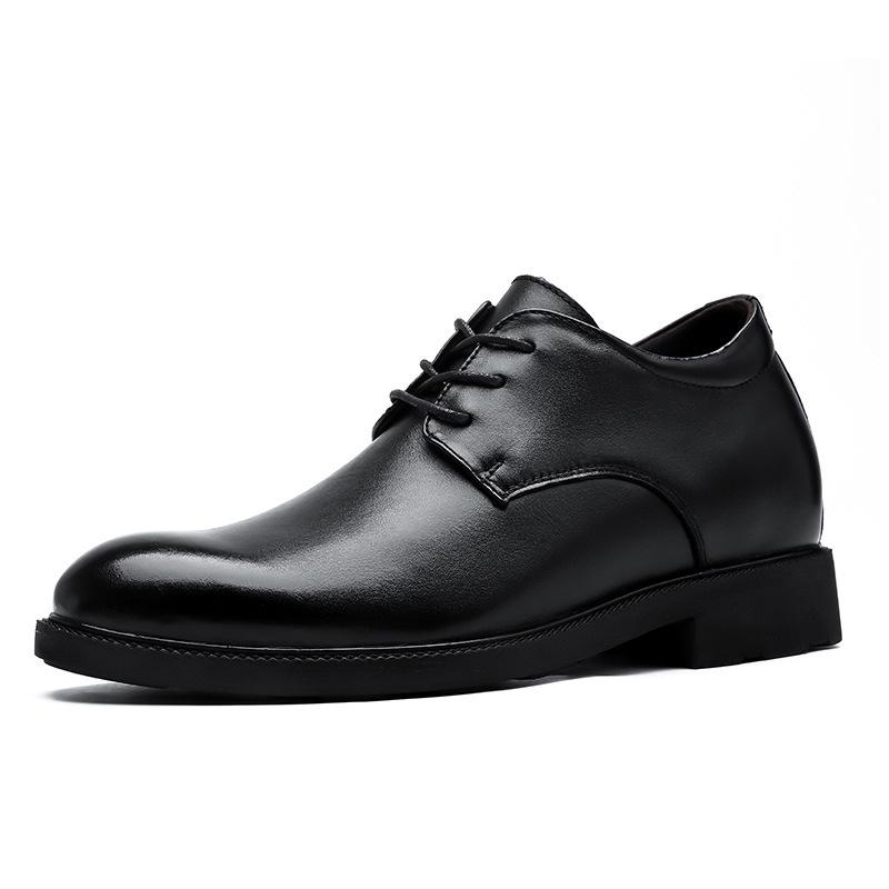 Men's All-Season Height-Increasing Leather Dress Shoes – Business Casual British Style, Large & Small Sizes Available
